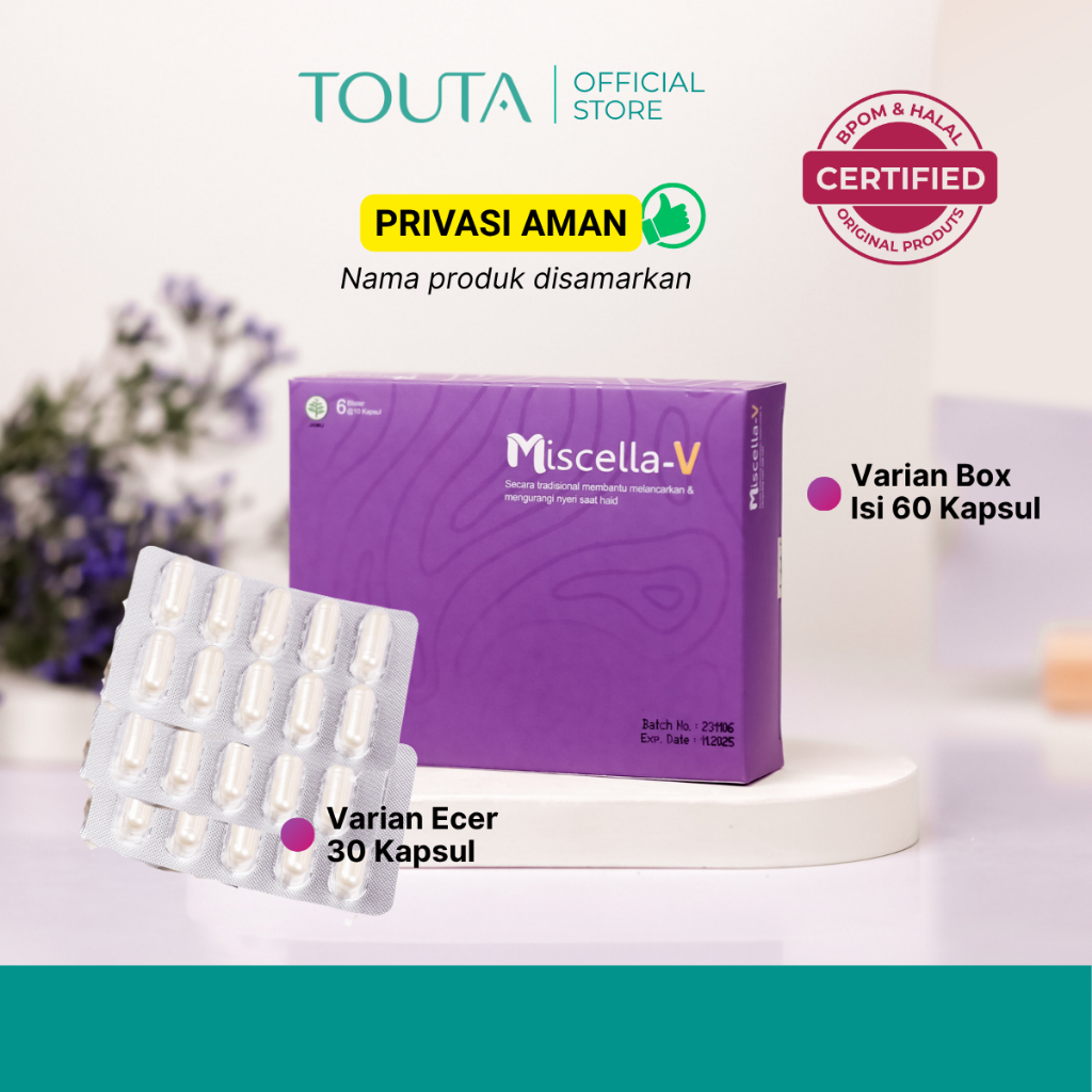 Miscella-V 30 & 60 Kapsul Jamu Telat Datang Bulan Lancar Haid Keputihan, Gatal Bau Tak Sedap