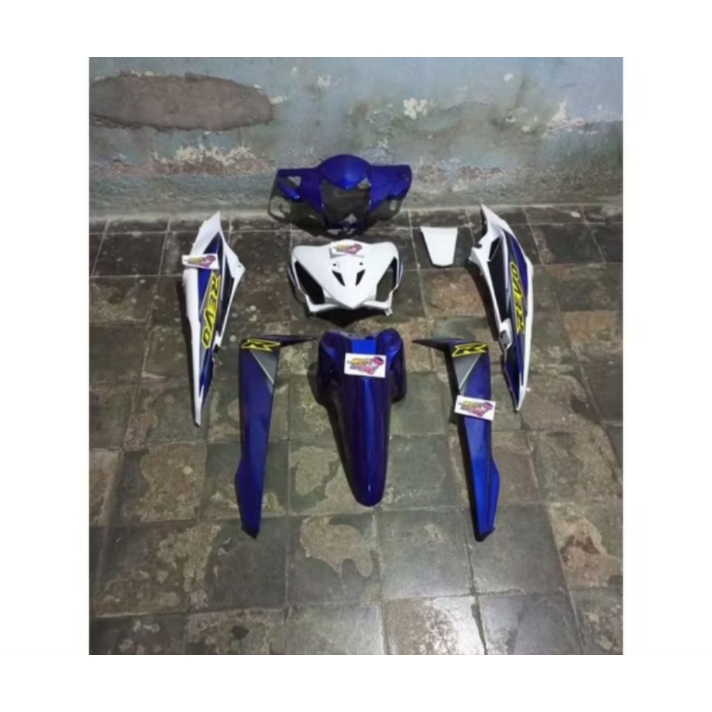 cover body bodi fullset halus revo lama revo lancip biru putih plus striping 2007-2008