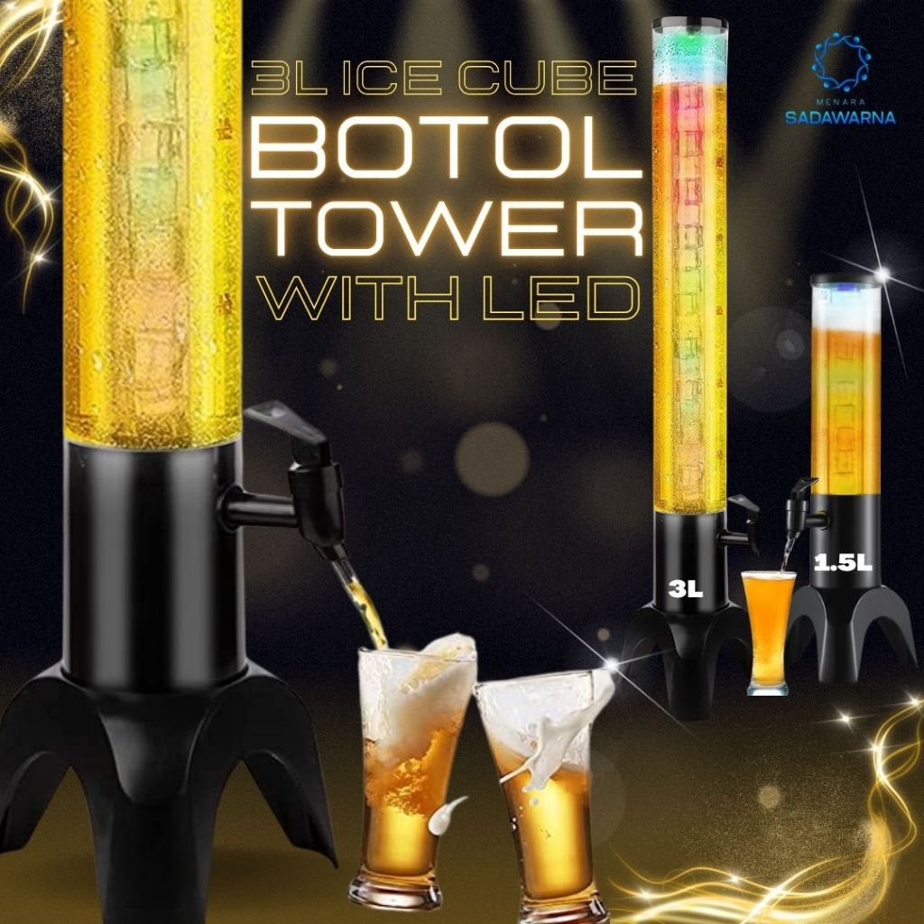 ✅BERGARANSI✅ 3L Botol Tower Ice Cube Beer Tower Dispenser With LED Light Best Quality Garansi 1 Bula