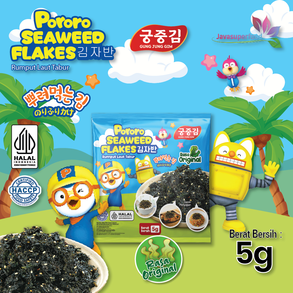 

(HALAL) PORORO SEAWEED FLAKES 1PCS / RUMPUT LAUT KERING TABUR / DRIED SEAWEED FLAKES / RUMPUT LAUT TABUR 5G