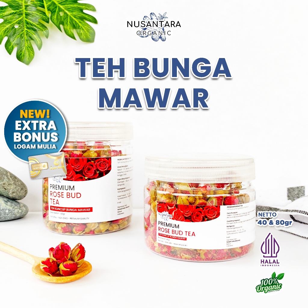 

Nusantara Organic Teh Bunga Mawar Rose Tea Herbal Alami Dried Flower Minuman Organik Seduh