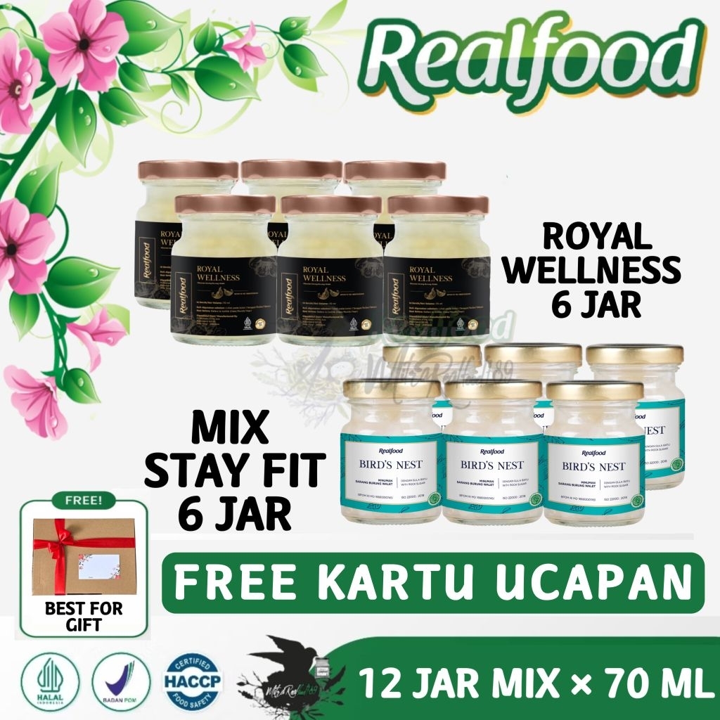 

Realfood 12 Jar Mix ( Royal Wellness + Stay Fit ) Minuman Sarang Burung Walet