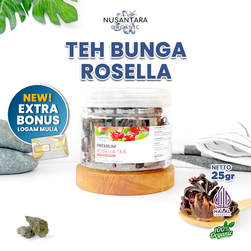 

Nusantara Organic Teh Bunga Rosella Dried Flower Herbal Drink Alami Organik Siap Seduh 25gr