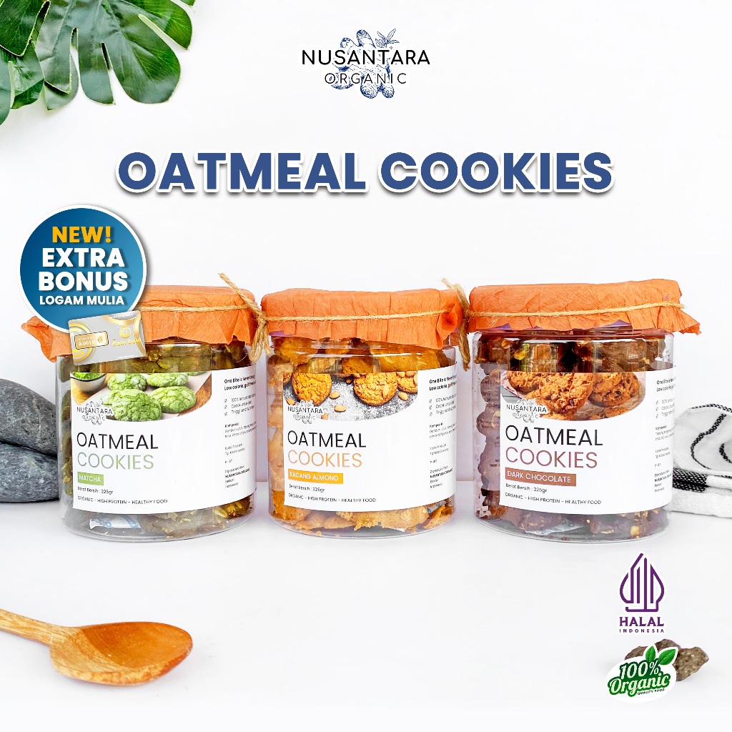 

Cookies Oatmeal Cemilan Sehat Almond Matcha Dark Chocolate Diet Snack Oat Rendah Gula