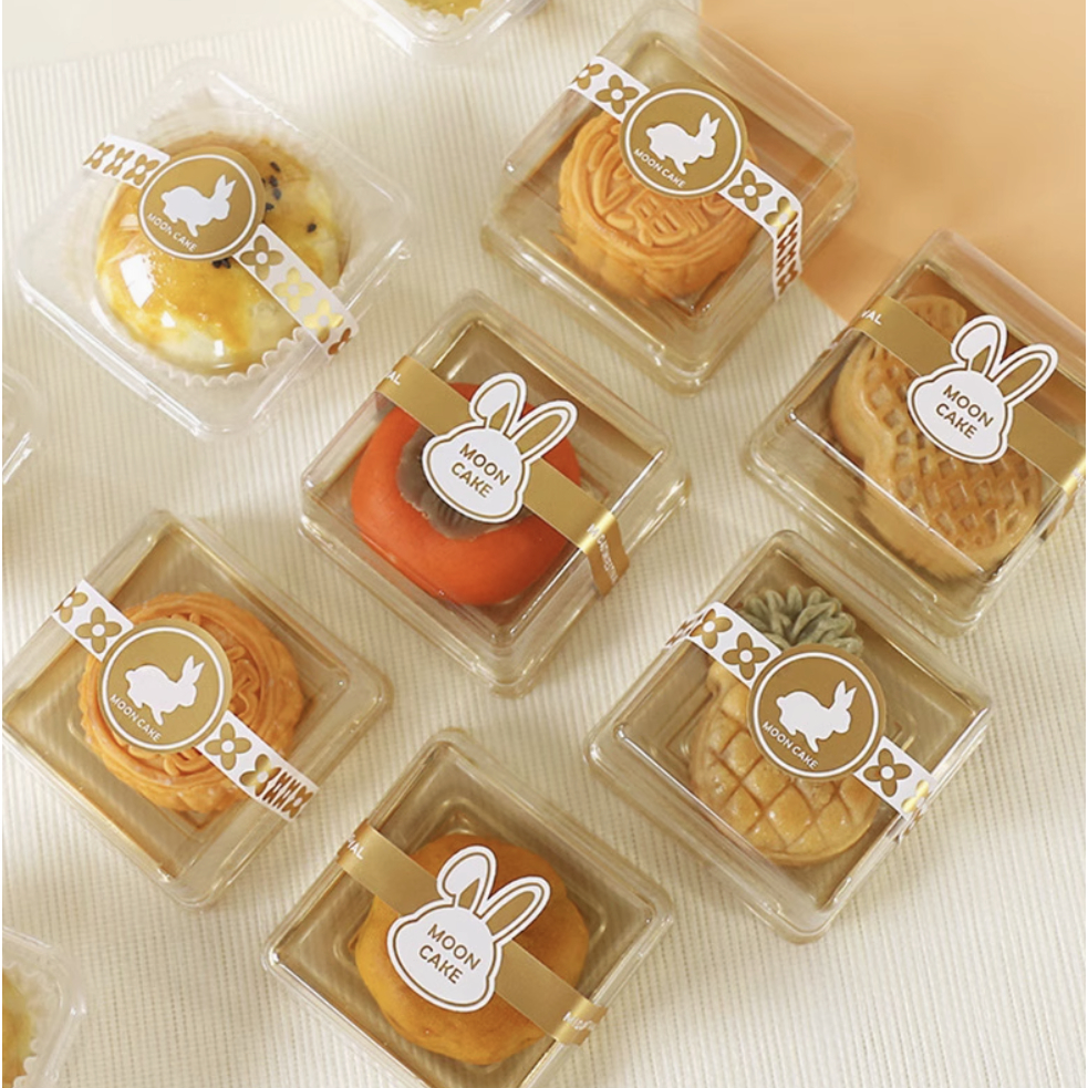 

sticker mooncake rabbit white gold panjang isi 2lembar / pack stiker mika mooncake moon cake kue bulan