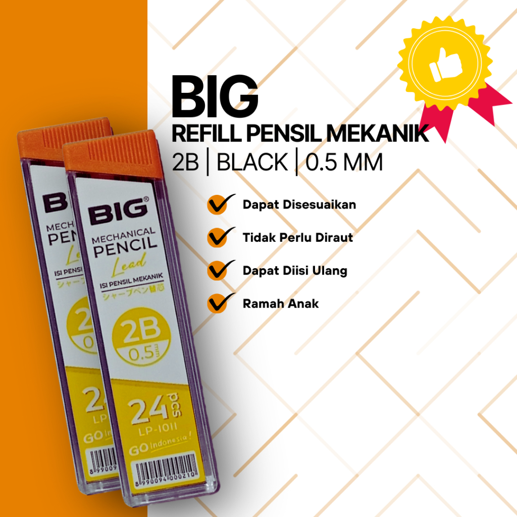 

Refill/Isi Ulang Pensil Mekanik Big Warna Oren/Hitam/2B/0.5 MM (1 Pcs)