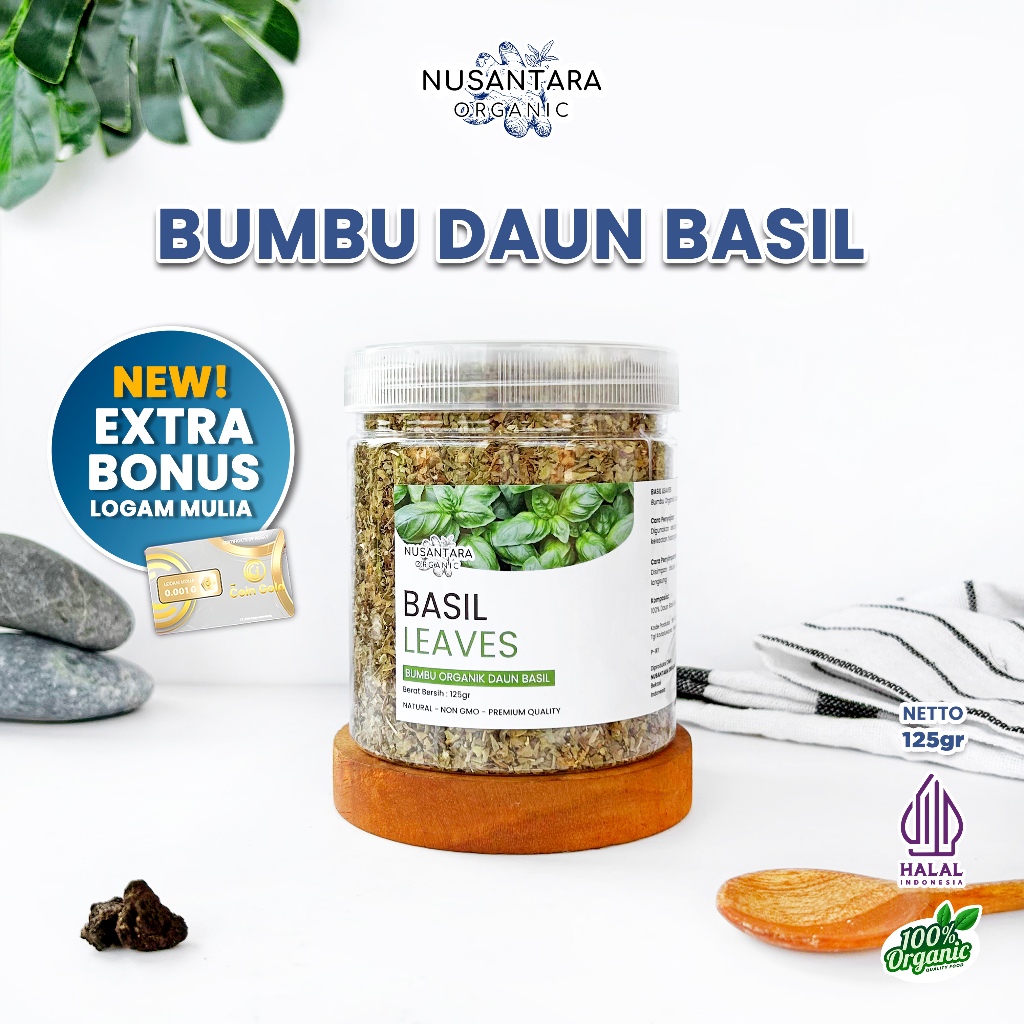 

Nusantara Organic Daun Basil Kering Bumbu Masak Murni Dried Leaf Organik Untuk Olahan 125gr