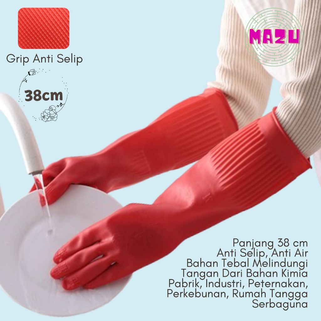 Sarung Tangan Karet Lateks 38 Cm Tebal Serbaguna