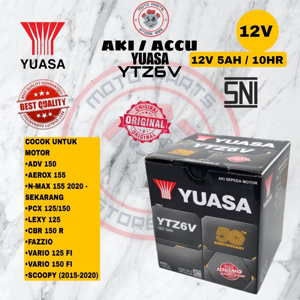 AKI ACCU YUASA ORIGINAL YUASA AKI MOTOR YTZ6V ORIGINAL HONDA YAMAHA