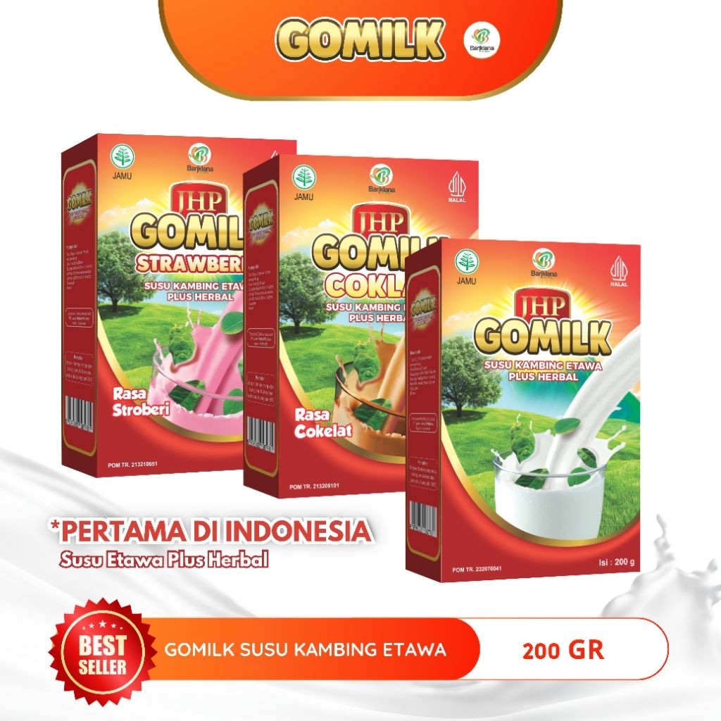 

Susu GOMILK 200gr | Susu Kambing Plus Herbal | Menjaga imunitas tubuh, menambah nafsu makan, asi booster