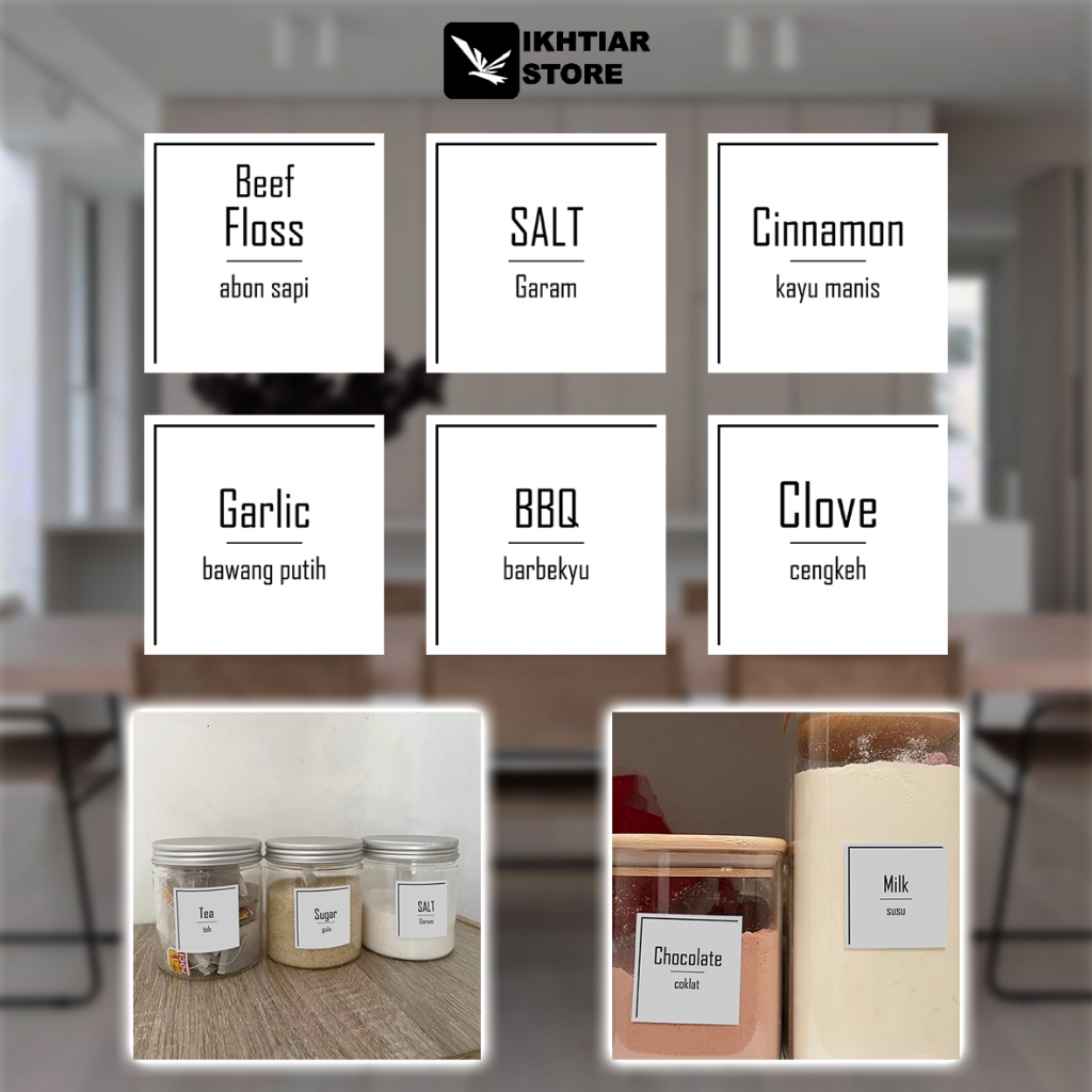 

SB - 2 Stiker Label Tahan Air & Minyak - Minimalis untuk Toples / Botol Makanan, Baking, Bumbu Dapur