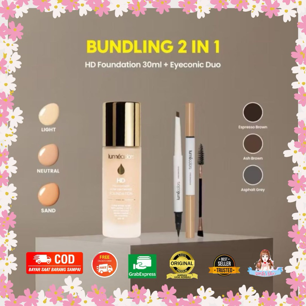 PAKET HD FOUNDATION 30ML + EYECONIC DUO LUMECOLORS