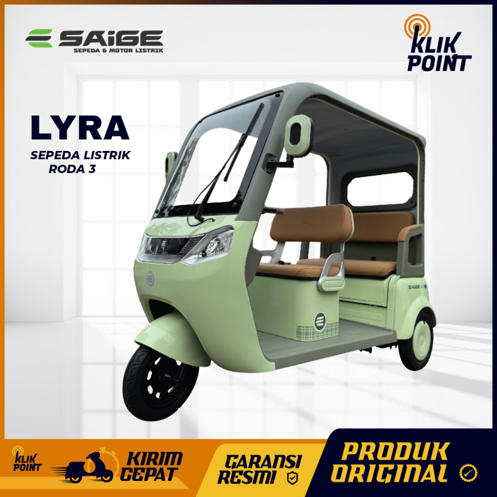 Sepeda Listrik Roda 3 SAIGE LYRA Fitur Canggih Mirip Mobil Tempat Duduk Luas Garansi Resmi