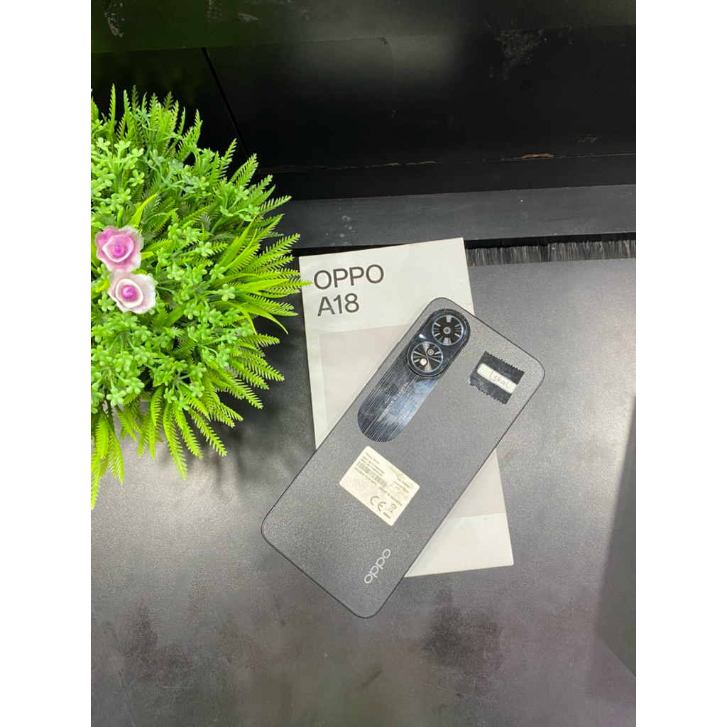 EX DEMO OPPO A18 RAM 4+4GB PENYIMPANAN 12GB PENGISIAN SUPERVOOC BATRAI 5000mAh