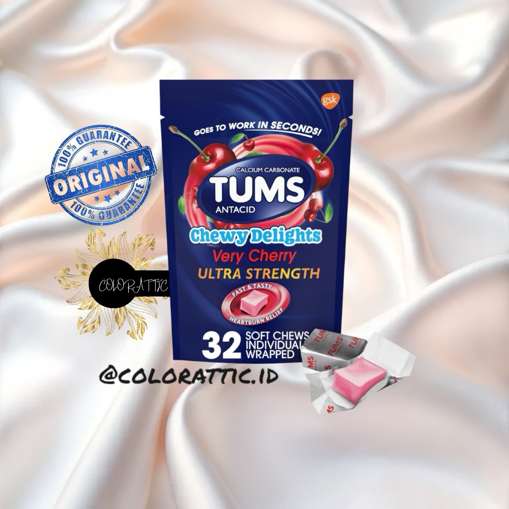 

Tums Chewy Delights Soft Chews, Very Cherry Pack of 32 - From USA