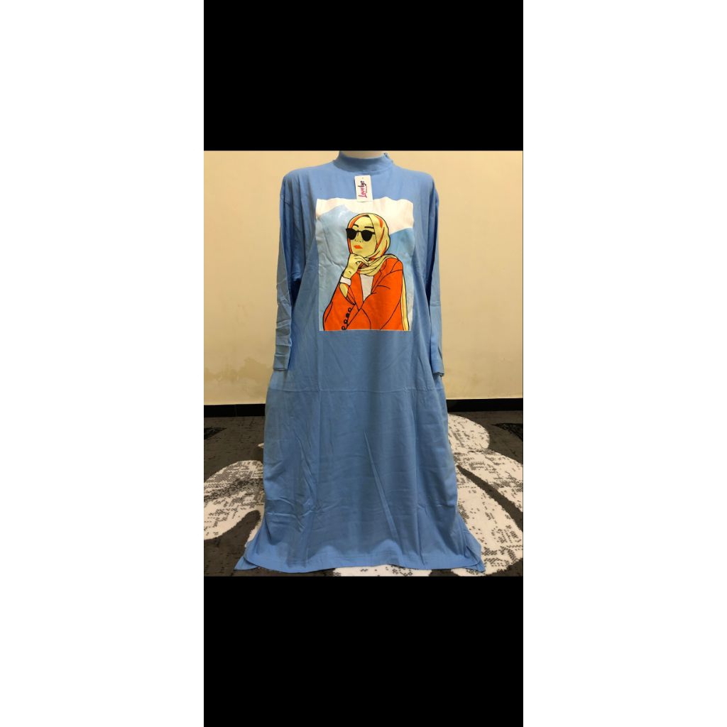 gamis midi / long tunik kaos katun combad