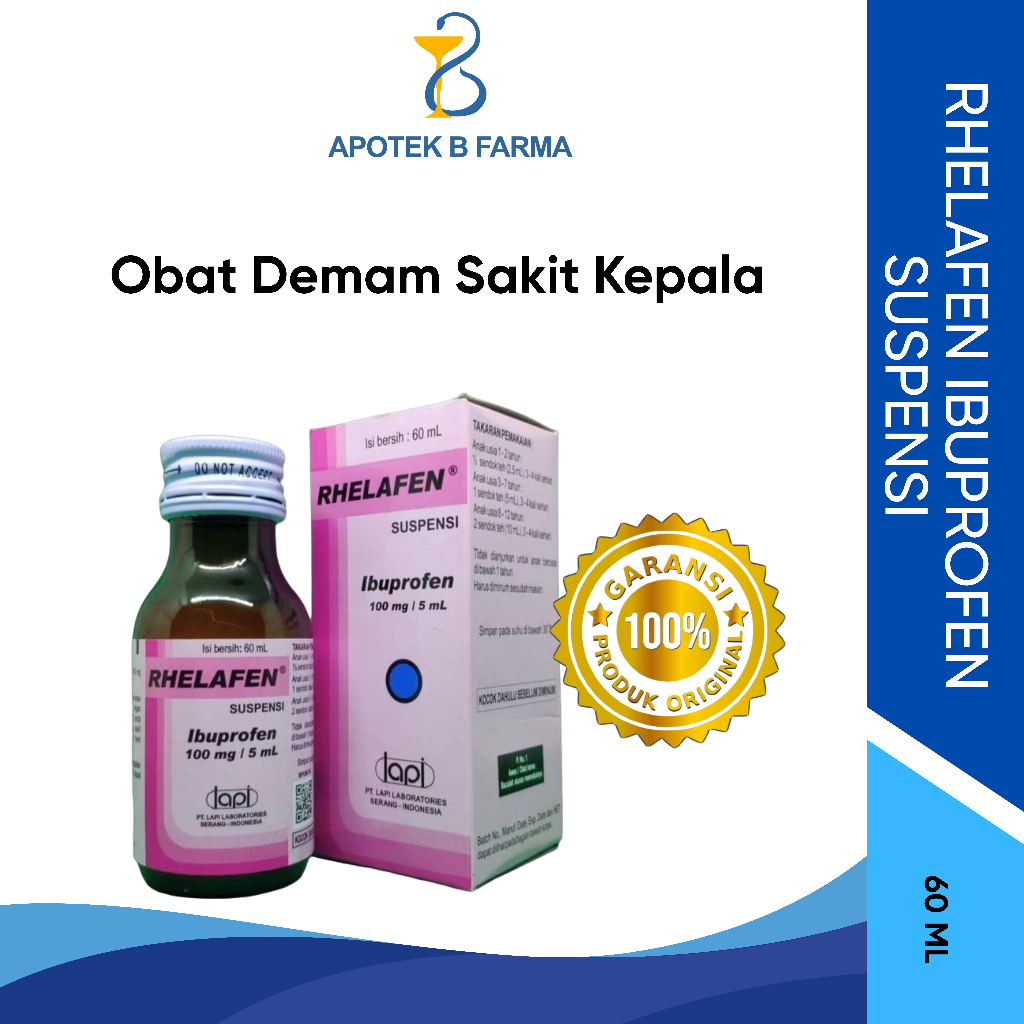Rhelafen Syrup Suspensi 60 ML - Ibuprofen Sirup - Obat Demam Sakit Kepala