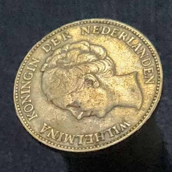 Koin perak kuno 1 Gulden Ratu Wilhelmina tahun 1928