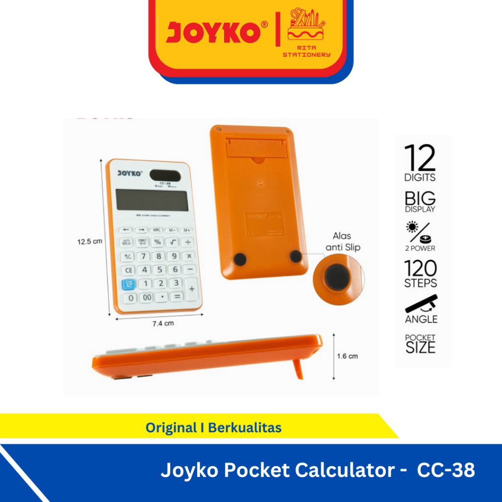 

Joyko Pocket Calculator Kalkulator Murah Desktop kantong Kecil - CC-38