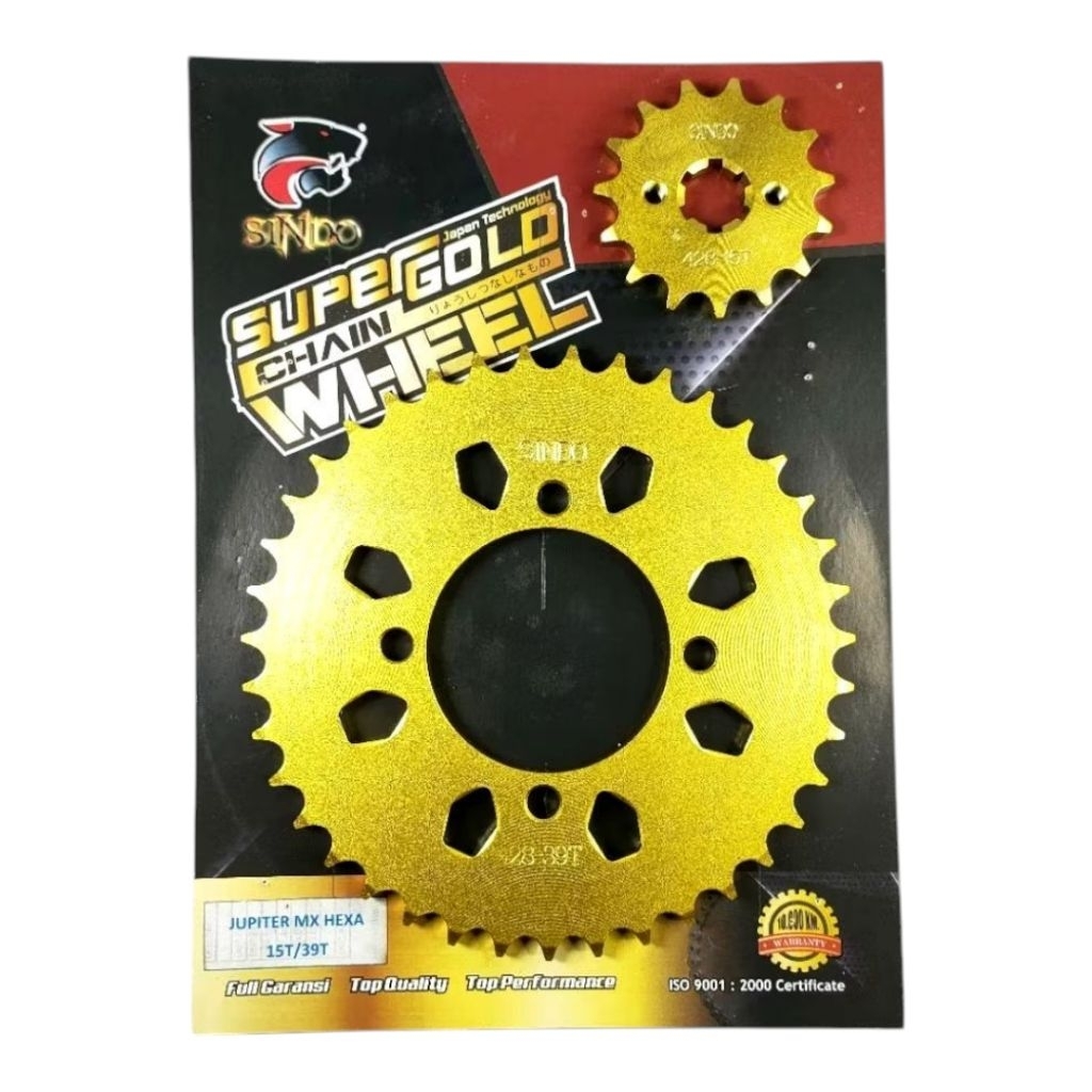 SINDO GEAR DEPAN BELAKANG MODEL SSS GOLD YAMAHA JUPITER MX OLD 15T/39T