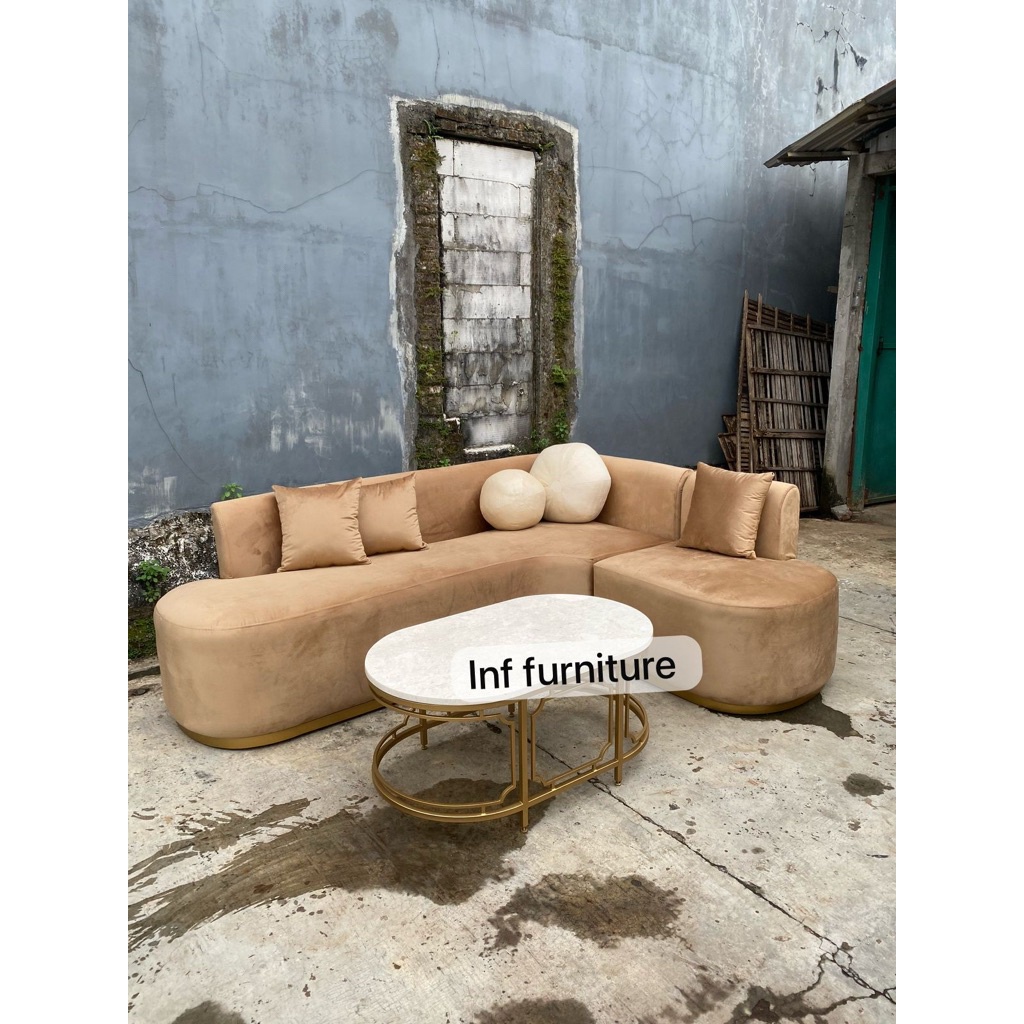 sofa cantik sofa L model unik sofa kacang L sofa pisang