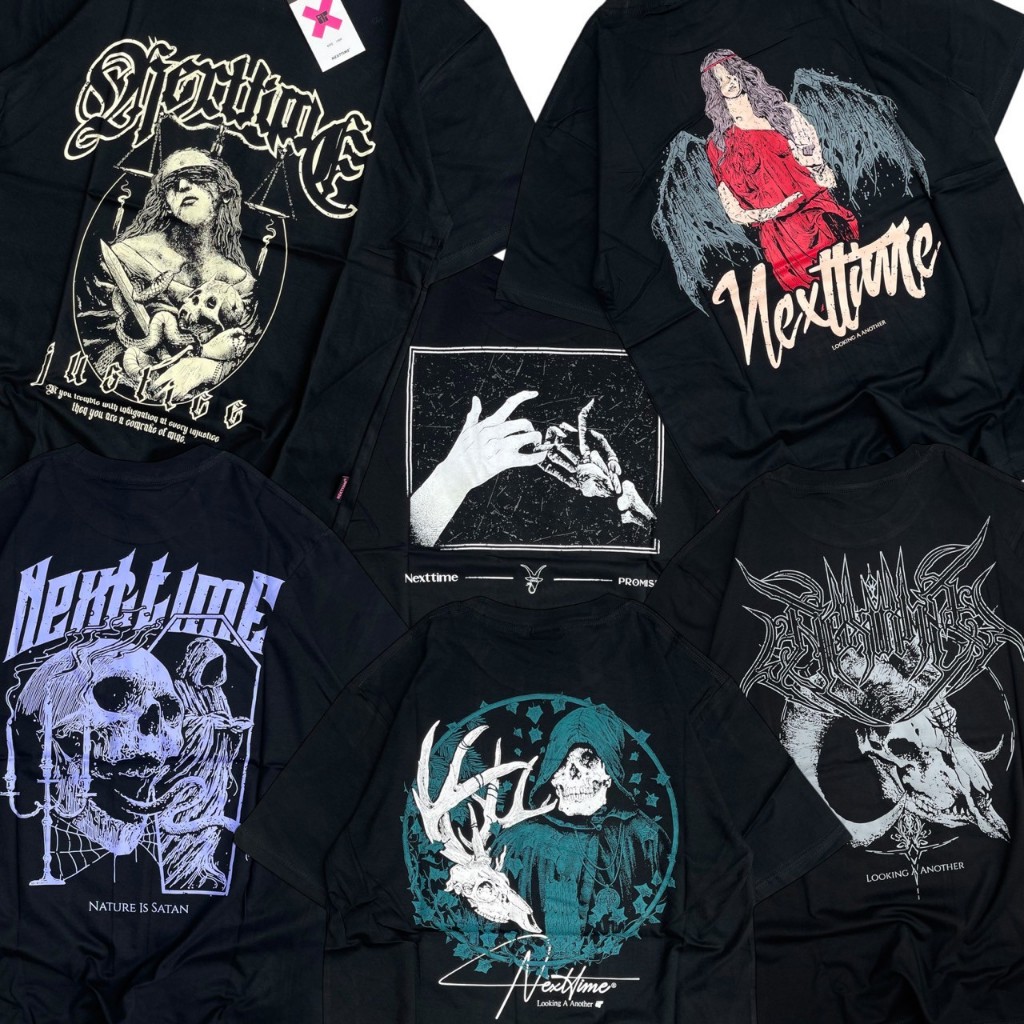 NEXTIME KAOS PRIA METAL TSHIRT PRIA KAOS HARDCORE BAJU PRIA KAOS BLACK METAL NEXTIME OVERSIZE