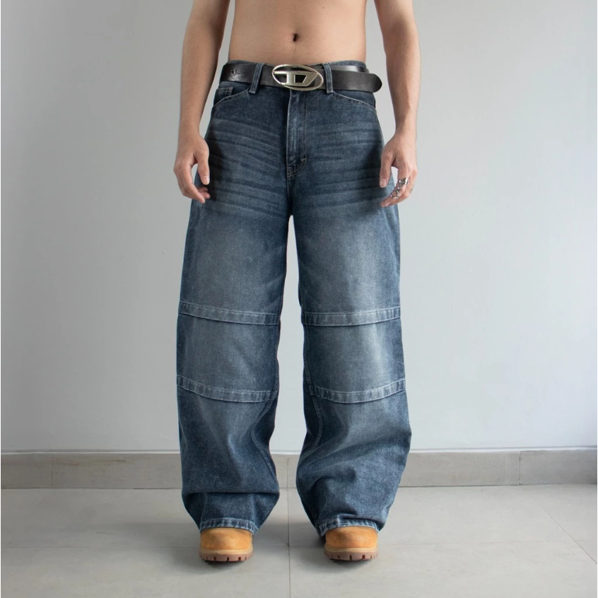 Demoan - Baggy Jeans V2 Pria Denim Elastis