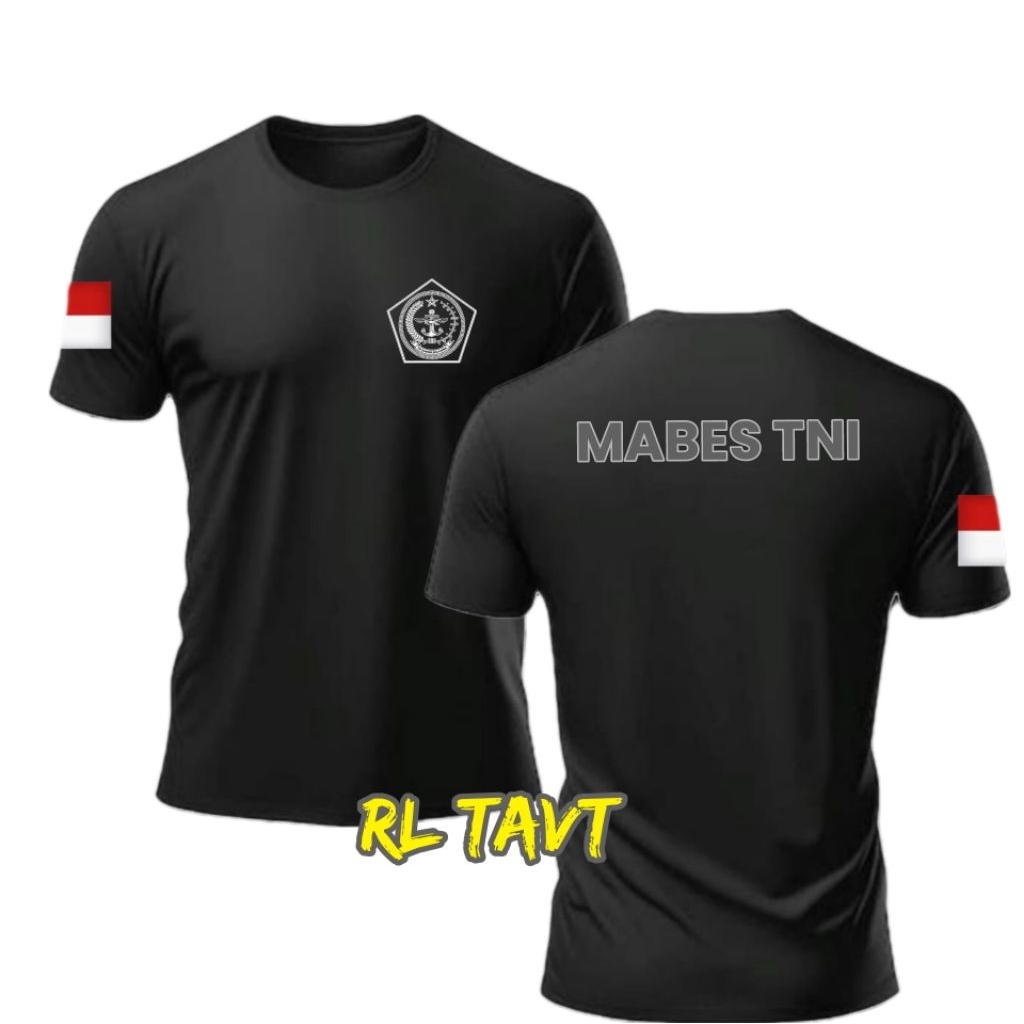 Kaos Olahraga Mabes Tni Hitam Katun Double RL Tavt