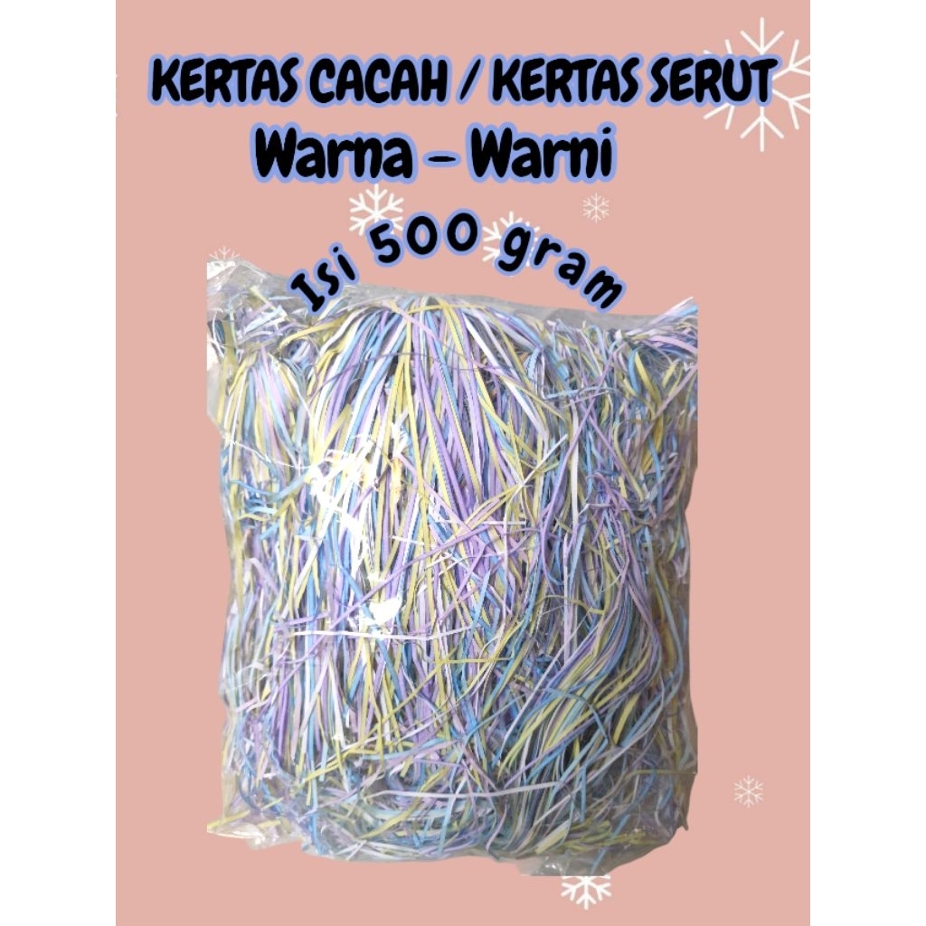 

Kertas Cacah warna warni / Kertas serut / Shredded Paper / Kertas hampers isi 500 gram