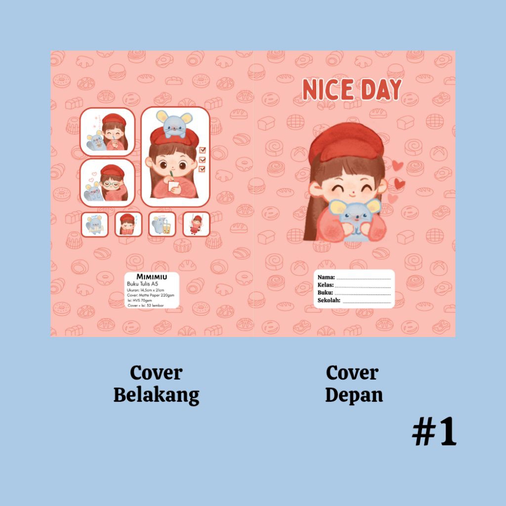 

[Mimimiu] buku tulis karakter lucu untuk anak sekolah cowok cewek ada tulisan nama buku kelas ukuran A5