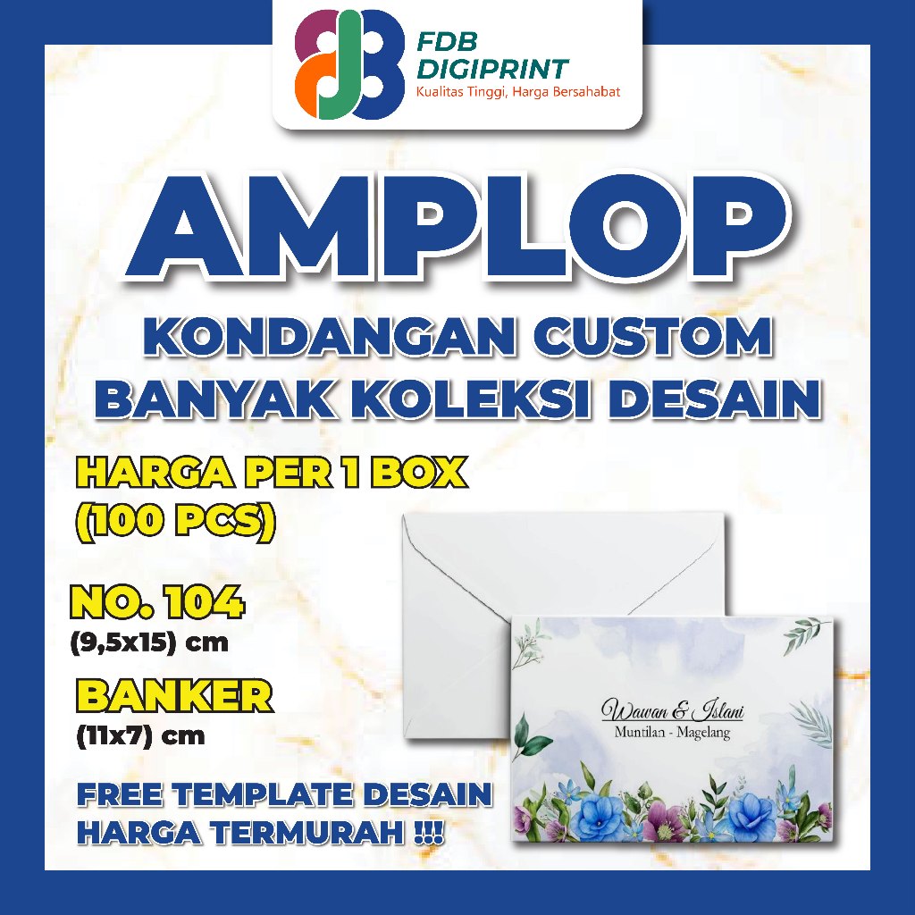 

Cetak Amplop Kondangan | Amplop Custom Kecil Sedang Besar | Amplop Nama | Per Box 100 Pcs Murah
