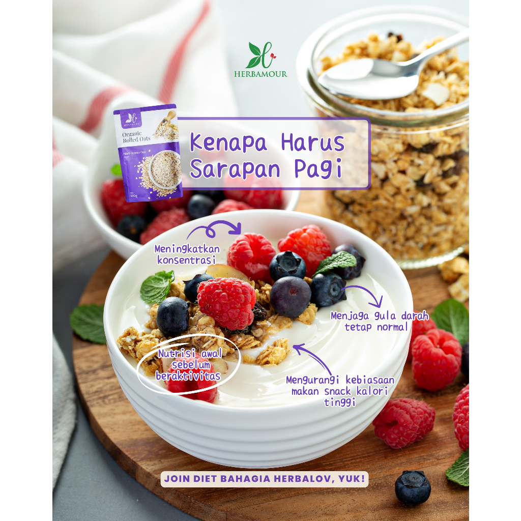 

Premium Organic Rolled Oats Australia 100% Original By Herbalov 200gr Oat Meal Organik Oatmeal Halal