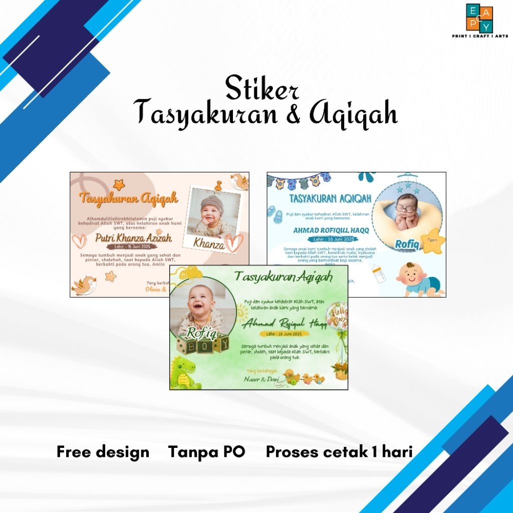 

Stiker Tasyakuran Aqiqah untuk kotak nasi atau bingkisan dll 1 paket isi 30