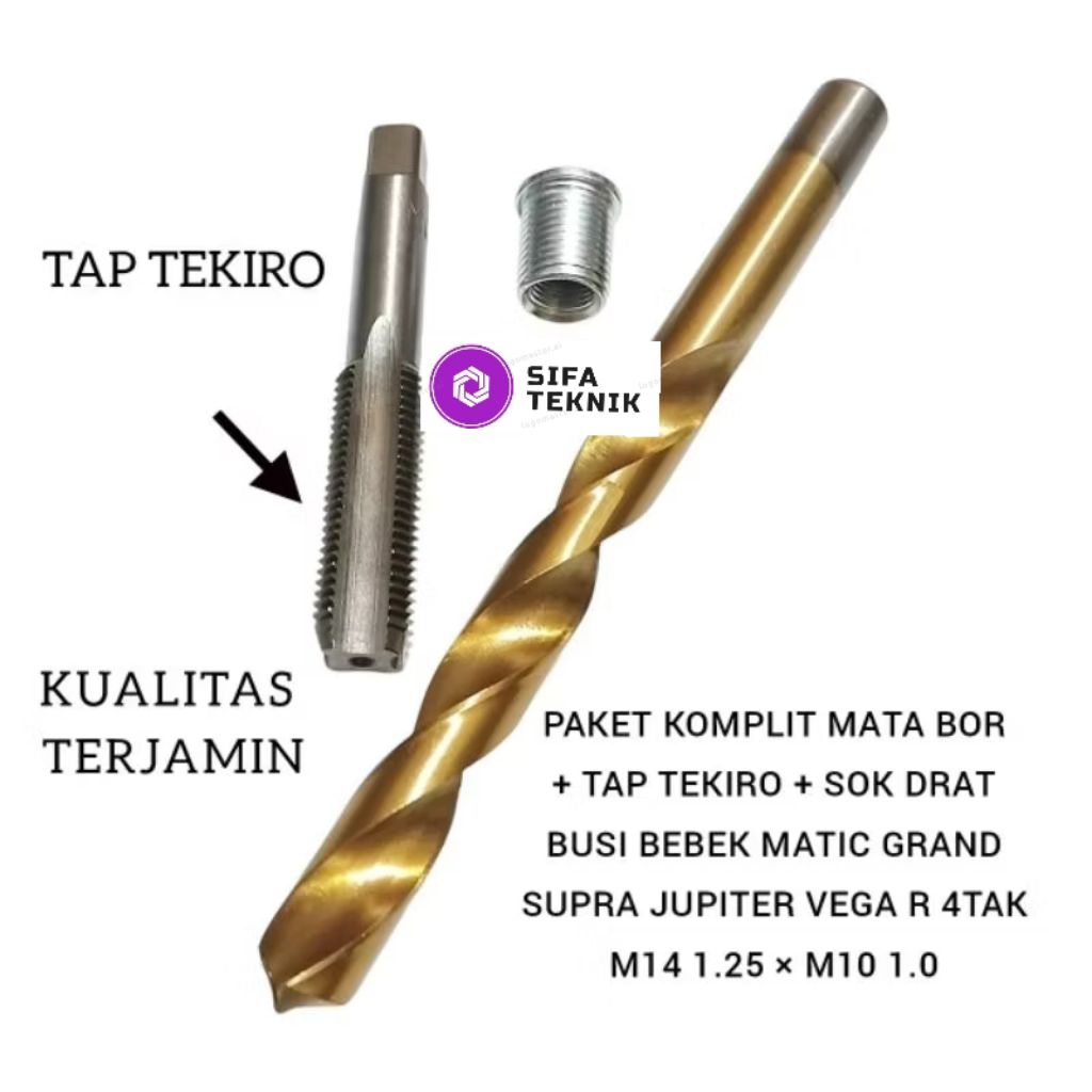 Paket Komplit Mata Bor Tap Tekiro Set Bosh Drat Busi Bebek Matic Grand Supra 4tak dll