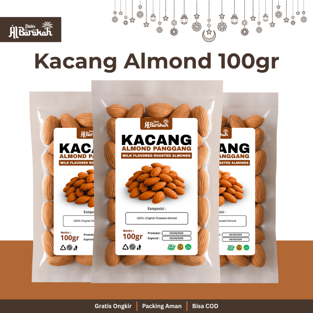 

Kacang Almond Panggang 100gr