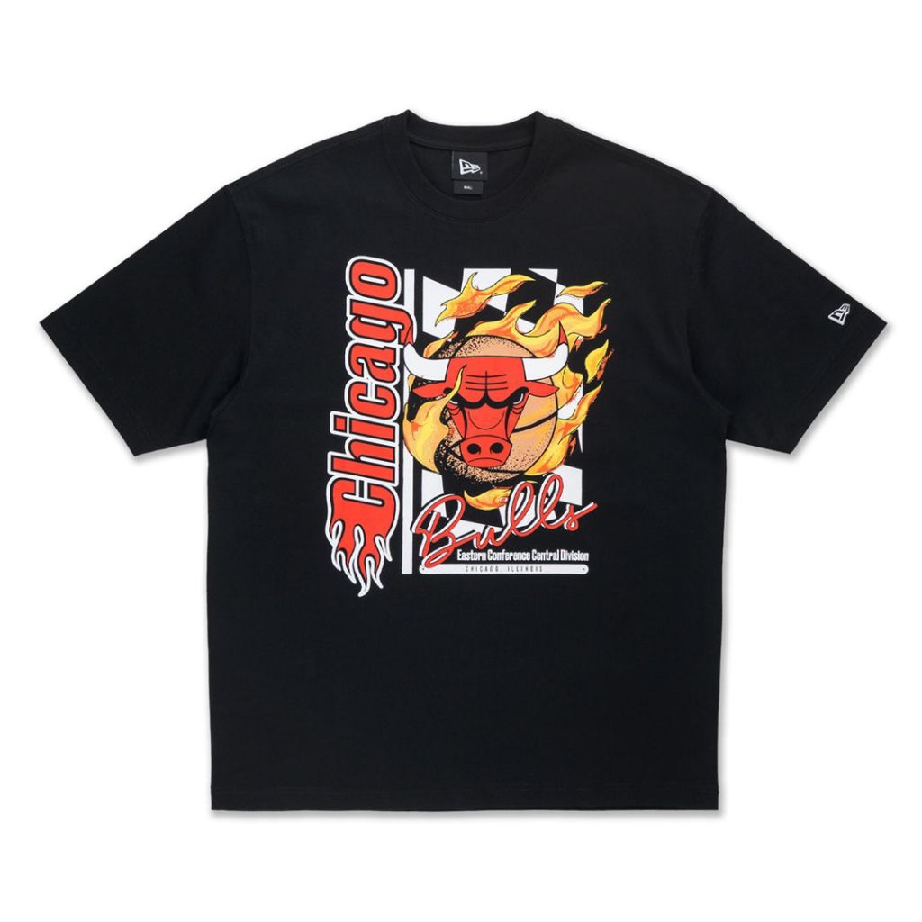 T-Shirt New Era Cap Chicago Bulls Flame Graphic Oversized Original