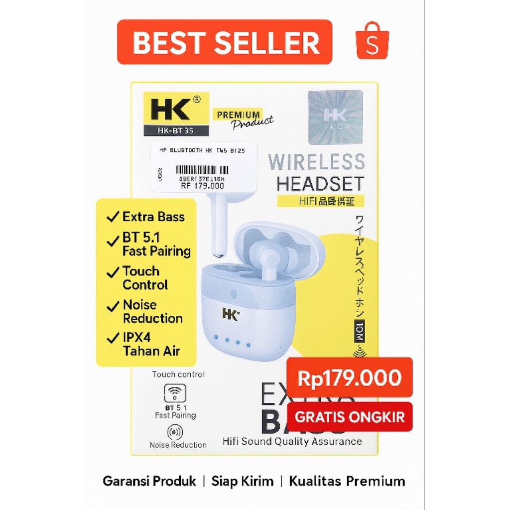 HK Wireless Headset Bluetooth HK BT35 PREMIUM PRODUK