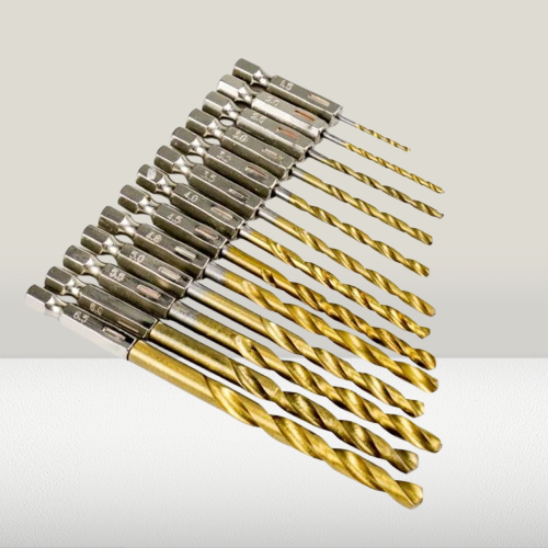 Set Mata Bor Titanium 13pcs Mata Bor Kayu Besi Set Komplit Titanium Twist Drill Set Mata Bor Lengkap