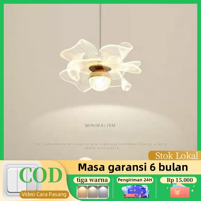 one_leaf lampu plafon aesthetic minimalis 3 warna led dekorasi  kamar tidur sudut pajangan estetik l