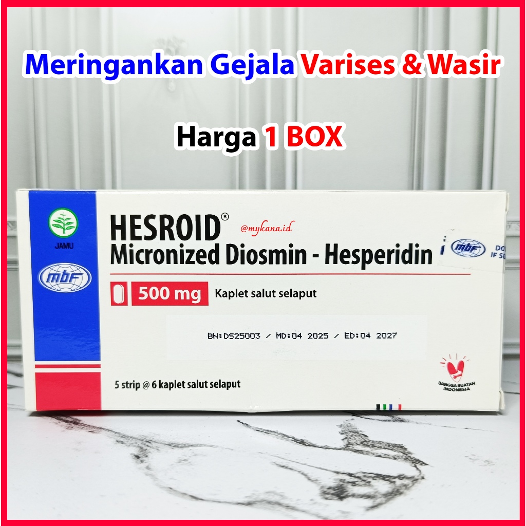 HESROID 1 BOX isi 30 Kaplet MICRONIZED Diosmin Hesperidin Mahakam - Wasir Ambeien Varies