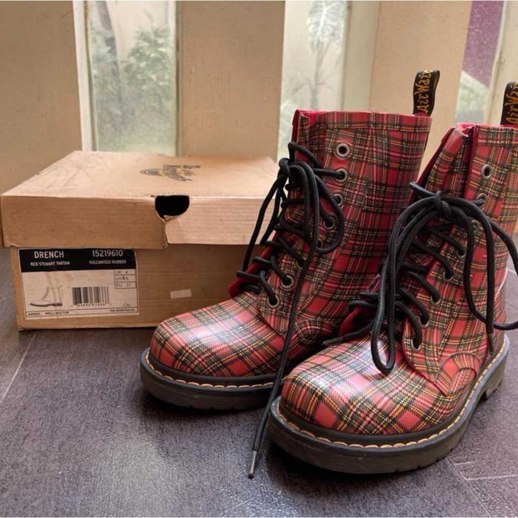 Dr. Martens (Women) 100% ORIGINAL Drench-Rod Stewart Tartans Vulcanised Rubber Size EUR 37