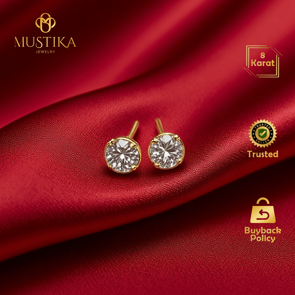 Anting Emas 8K / 375 Model Tusuk Fashion [Mustika] Mustika Gold Jewelry