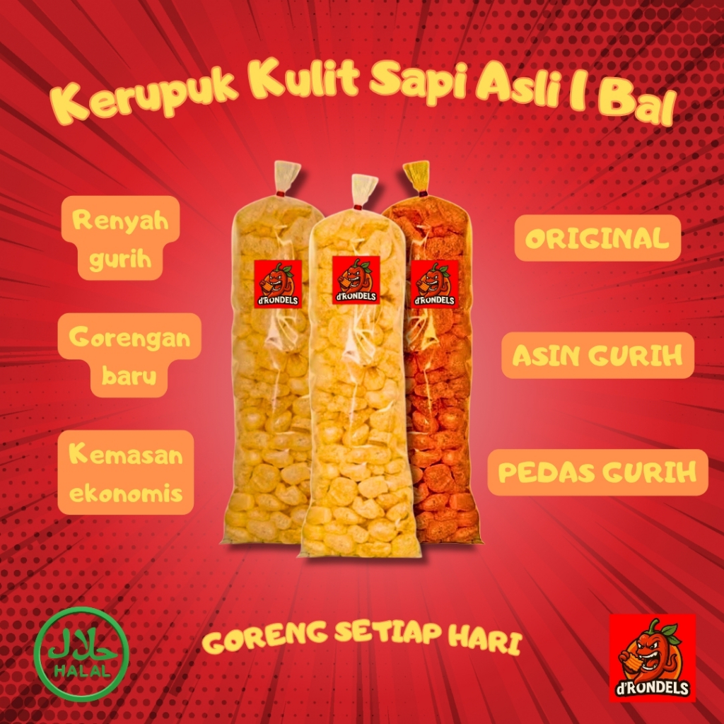 

1 Ball Kerupuk Kulit Sapi Asli 200gr Dorokdok Viral Enak Murah Halal Renyah