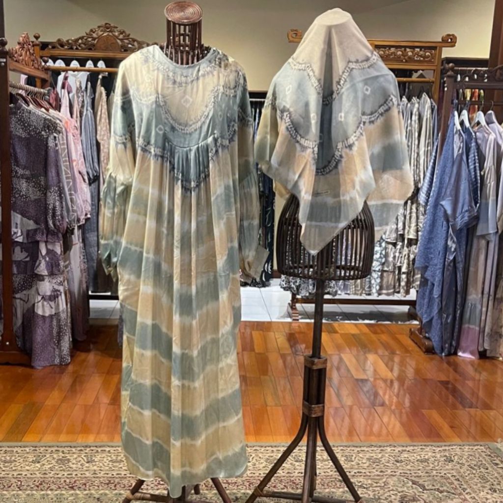 Faira Set 2in1 Kaftan + Jilbab by Dian Pelangi LIMITED EDITION Setelan Busana Muslim Gaun Batik Casu