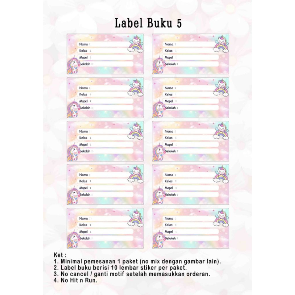 

label buku custom / stiker nama buku