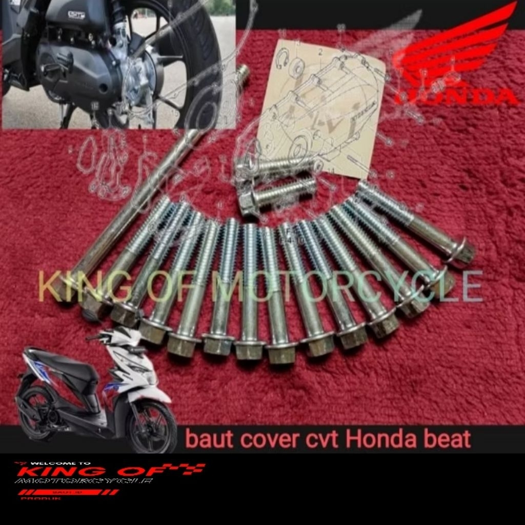 Satu Set Baut Cover Cvt kunci 8 Honda Beat Karbu-vario karbu-Scoopy karbu