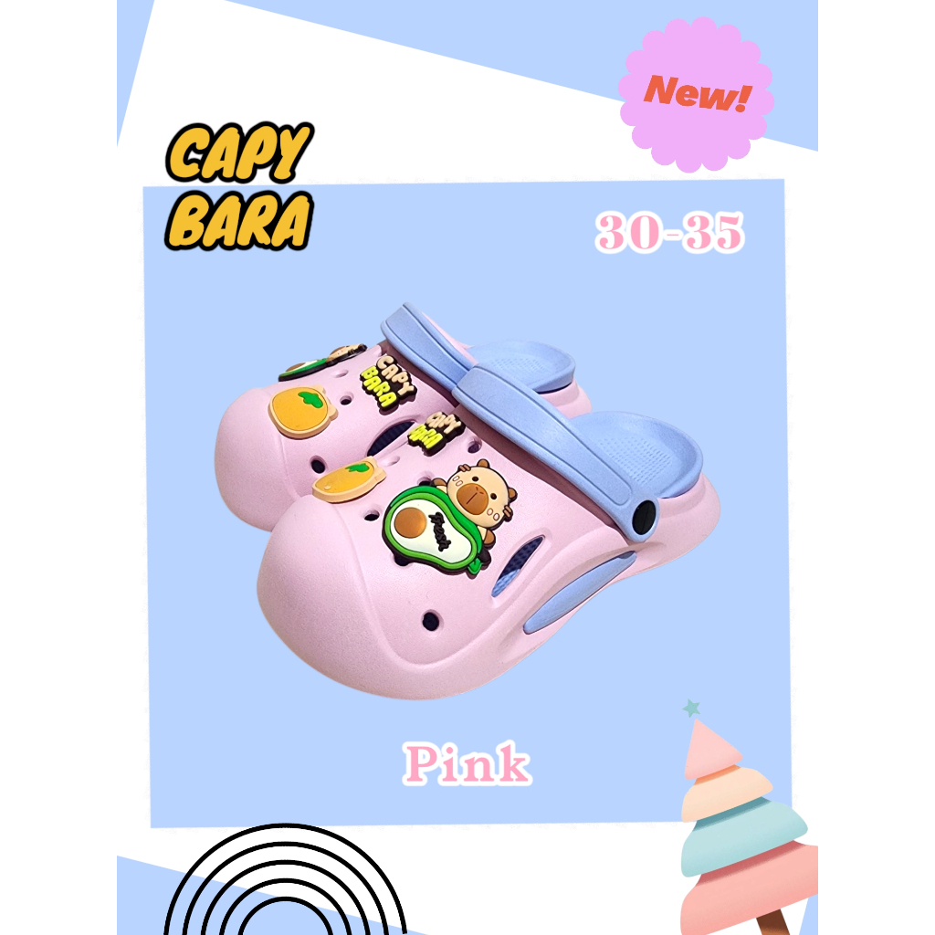 Sandal Sepatu Anak Perempuan Jibbitz Capy Bara Sendal Baim Anak Laki-Laki