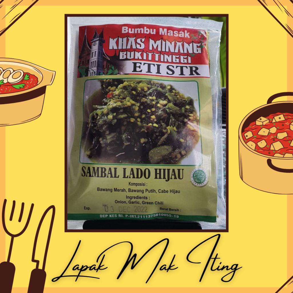 

Bumbu Masak Khas Minang Bukittinggi Eti STR - Sambal Lado Hijau