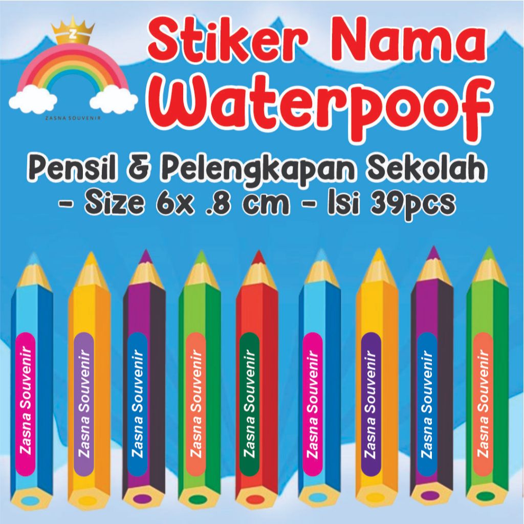 

Isi 39 Pcs Sticker Nama Anti Air Sticker Pensil Alat Tulis Kantor