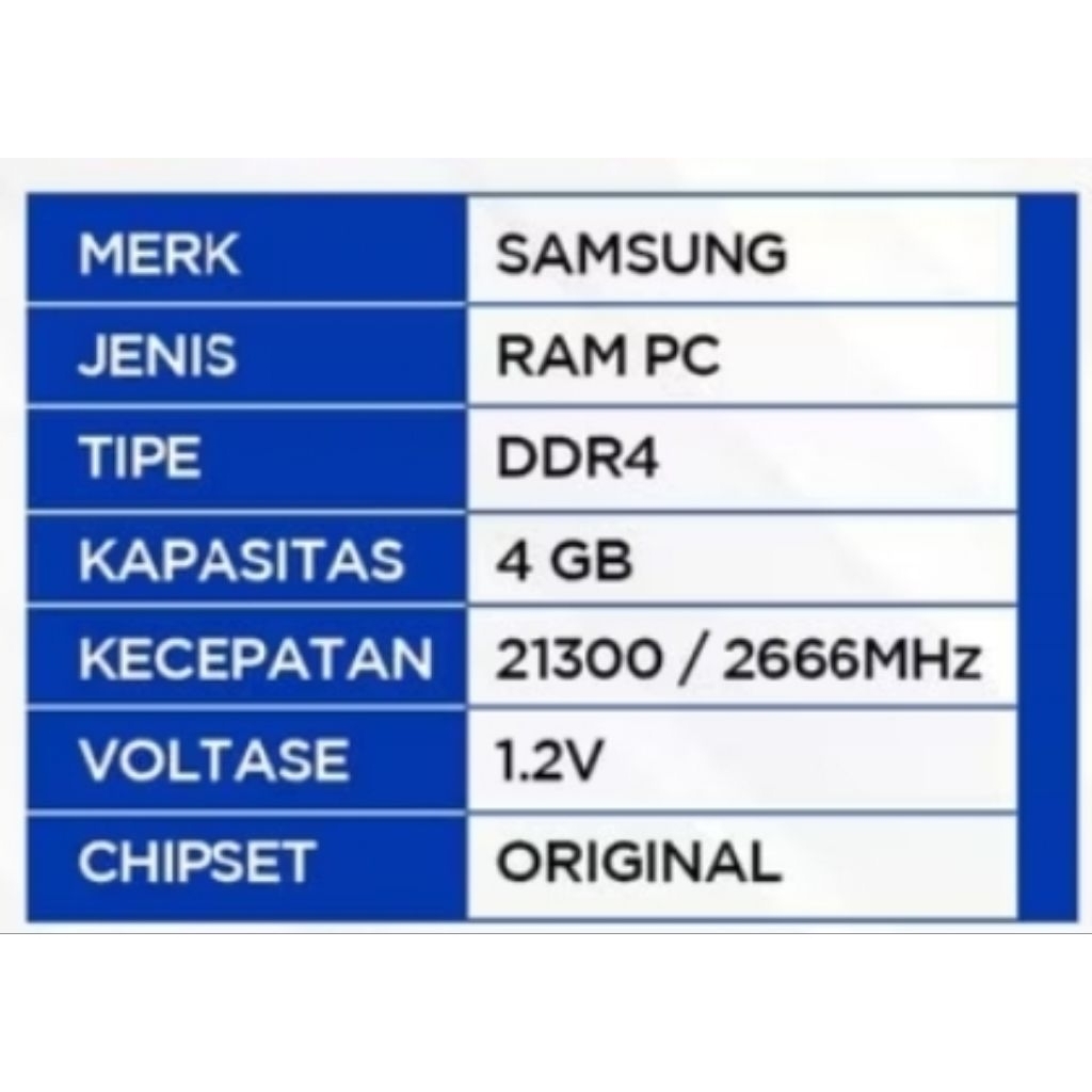 SAMSUNG LONGDIMM DDR4 4GB PC 21300